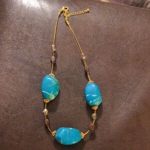 Elegant Blue and Gold Necklace 16"-20"